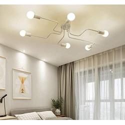 RUXUE Modern Ceiling Light 6 Heads Retro Metal White Chandeliers Light Fixtures for Kitchen Bedroom (6-Heads White)