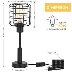 HAITRAL Modern Table Lamp - Edison Vintage Nightstand Lamp for Bedroom, Office, Dorm, Living Room, Black