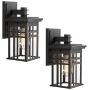 Zeyu 2 Pack Outdoor Wall Sconce, Exterior Wall Mount Light in Black Finish with Clear Glass Shade, 20068B1-2PK