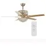 Chandelier Crystal Ceiling Fan Light with Remote Control, 2-Layer 52-Inch 5 Wood Blade Leaves Adjustable Light and Speed Fandaliers Ceiling Fan Light for Living Room/Bedroom, Gold