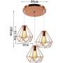 Fengqing-Chandeliers Cage Pendant Light Dining Table Lamp 3-Lights Pendant Lamp Modern Rose Gold Metal Diamond Lampshade Design Hanging Lamp Decoration Lamp for Bedroom Kitchen Restaurant Living Room