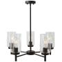 VINLUZ Contemporary 5-Light Large Chandeliers Oil Rubbed Bronze Modern Lighting Fixtures Hanging Clear Glass Shades Pendant Lighting for Dining Room Living Room Kitchen