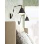 Wray Modern Wall Lamp Plug-in Set of 2 Black and Antique Brass for Bedroom Reading Living Room - 360 Lighting