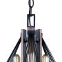 VAXCEL Black Industrial Pendant Light - Geometric Wire Cage Hanging Light Fixture with Wood Finish, Edison Bulb Chandelier Ideal for Dining Room, Living Room, Foyer, Entryway, Bedroom