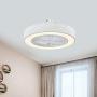 KWOKING Lighting Modern Circular Ceiling Fans with Lights 21.5'' Wide LED Flush Mount Ceiling Light with Remote Control 3 Blades Dimmable Hanging Lamp for Living Room Dining Room Style A