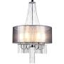 APBEAM Modern Drum Chandelier Gauze Shade Metal Hanging Pendant Light Fixture Chrome Tassel with Cylinder Shade for Dining Room Kitchen Island