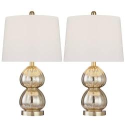 Maxax Traditional Table Lamps Set of 2 Bedside Lamp with Gold Mercury Glass in White Shade for Living Room Family Bedroom Office