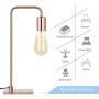 Rose Gold Table Lamp - Edison Bedside Lamps for Reading, Nightstand, Dressers - Small Metal Desk Lamp for Dorm Room, Bedroom