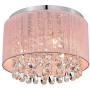 Pink Chandelier Drum Flush Mount Chandelier Crystal Ceiling Light Fixture 3 Light Bedroom Chandelier