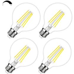 G25 LED Edison Dimmable Globe Light Bulbs 100W Equivalent 1200LM 5000K Daylight White LED Vanity Light 8W E26 Medium Base Vintage Filament Bulbs for Bedroom Bathroom Makeup Mirror Pendant 4 Packs