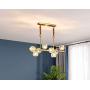 APBEAM Crystal Gold Chandelier Hanging Linear Pendant Light Modern for Dining Room Living Room Kitchen Island Over Table 8-Lights