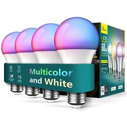 Treatlife Smart Light Bulbs 4 Pack, Music Sync Color Changing Light Bulbs, Works with Alexa, Google Assistant, A19 LED Dimmable 9W 800 Lumen Smart Bulb for Party Decoration, Smart Home Lighting