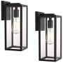 Bestshared Outdoor Wall Lantern, 1-Light Exterior Wall Sconce Light Fixtures,Wall Mounted Single Light, Black Wall Lamp with Clear Glass (Black, 2 Pack)