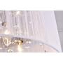Edvivi Belle 4-Light Chrome Finish with White Thread Wrapped Drum Shade Flush Mount Chandelier Ceiling Fixture with Hanging Crystals | Glam Lighting