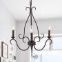 LALUZ A03505 Rustic French Country Chandelier 3 Lights Bronze Farmhouse Fixture with Crystal Droplets, for Dining & Living Room, Bedroom, Kitchen, Foyer, Entryway, Hallway