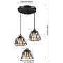 Industrial Pendant 3-Lights Pendant Lighting, FadimiKoo Farmhouse Rustic Style Hanging Light with Matte Black Cage, Vintage Kitchen Island Pendant Light Fixture for Dining Room Bedroom Hallway Bar