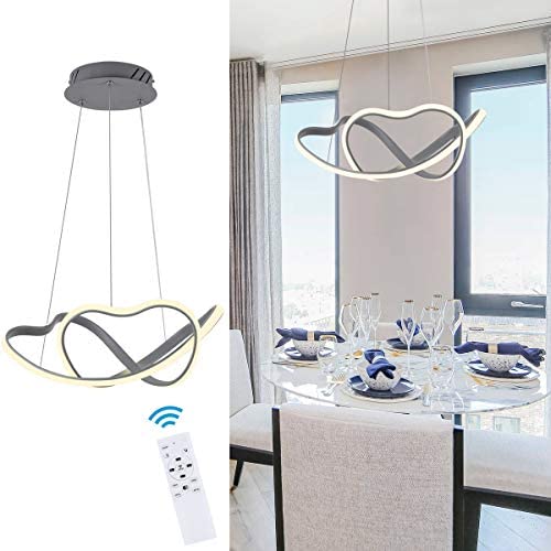 Modern LED Pendant Light for Dining Room Creative Foyer Hanging Light Fixture with Acrylic Shape Dimmable Contemporary Chandelier 4000K for Hallway,Living Room,Kitchen Island, 36W, Grey