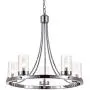 Maxax 5-Lights Wagon Wheel Chandelier with Glass Shade Farmhouse Rustic Round Dining Room Hanging Lighting Fixture, Chrome Finish