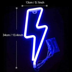 XIYUNTE Blue Neon Light Lightning Bolt Led Neon Sign Wall Light Battery and USB Operated Neon Lights Blue Lightning Neon Signs Light up for The Home,Kids Room,Bar,Party,Christmas,Wedding