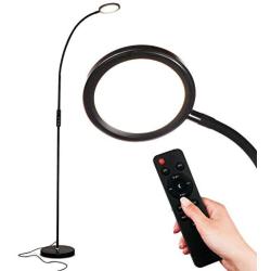 Brightech Vista - Bright LED Floor Lamp for Crafts &amp; Reading - Remote Control 25 Light Color &amp; Dimming Options: Get The Right Light for You - Adjustable Gooseneck Pole Lamp for Office &amp; Living Room