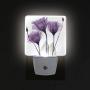 ZOEO Lavender Night Light 2 Pack, Purple Hope Flowers Plug-in LED Night Lamp with Light Sensor Bathroom Toilet Bedroom Kitchen Wall Decorative Daylight White for Kids Childrens