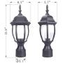 LIT-PaTH Outdoor Post Light Pole Lantern Lighting Fixture with One E26 Base Max 100W, Aluminum Housing Plus Glass, Matte Black Finish