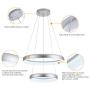 ROYAL PEARL Modern LED Pendant Light Dimmable Chic Circular Chandelier Creative Hanging Lighting Fixture for Living Dining Room Bedroom Silver Cool White 6000K