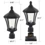 Outdoor Post Light Fixture, 20'' Exterior Post Lantern with Pier Mount Base, Weather Resistant Aluminum Base with Clear Glass Pier Mount Light Black Outdoor Pole Light for Patio, Porch, Yard, Garden