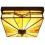 LITFAD Art Glass Square Flush Mount Ceiling Light Dining Table Tiffany Antique LED Ceiling Lamp Pendant Lighting in Green for Dining Room Bedroom Corridor - 11'' (28 cm)