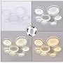 Lingkai Modern LED Flush Mount Ceiling Light 7-Light Chandeliers Control Nature White and Warm White Dimmable Circle Rings Design Ceiling Lamp for Living Room Bedroom Kitchen 3000K-6000K