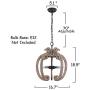 Farmhouse Cottage 4-Light Candle Wood Chandelier, French Country Wooden Light Fixture Wood Pendant Ceiling Light for Dining Room, Living Room, Foyer, Hall, Restaurant - Burlywood
