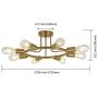 BONLICHT 8 Lights Sputnik Chandelier Lighting Brushed Brass Round Chandelier Modern Semi Flush Mount Ceiling Light Gold Kitchen Dining Room Light Fixture UL Listed