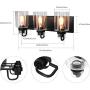 Contemporary 3-Light Vanity Light Fixture Modern Clear Glass Shades Lighting Black Dining Room Lighting Fixtures (3-Light)