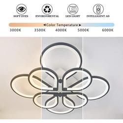 Ganeed Dimmable LED Ceiling Lights,104W Modern Two Layers LED Chandelier,Acrylic Ceiling Lamp Fixture with 8 Rings for Bedroom Dining Room Kitchen,3000-6500K/Black