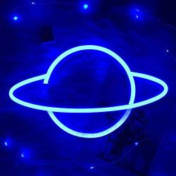 Blue Star Planet Neon Sign Night Light with Create Funny Sleep Environment for Baby Child Kids Bedroom,Game Rooms,Party,Home,USB Cable Battery Night Light Neon Sign for Wall Decor