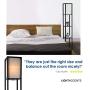 Floor Lamp with Shelves - Room Light by Lightaccents - Corner Storage Standing Bookshelf Lamp - Bedroom Light with Wooden Storage Shelves and White Cotton Linen Shade (Black)