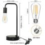 Industrial Touch Control Table Lamp with 2 USB Charging Ports and 2 Power Outlets, 3 Way Dimmable Vintage Nightstand Lamp for Living Room, Bedroom, Office, 6W LED Bulb Included