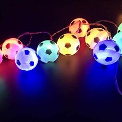 Cirkooh 3 M / 9.8 Ft 20 Lights Battery Powered Football Soccer Shape LED String Lights for Indoor/Outdoor Halloween Christmas Thanksgiving Home Party Children Kids Bedroom Decoration (Multicolor)