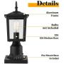 CINOTON Outdoor Post Light Fixtures, Modern 1- Light Exterior Post Lantern with 3-Inch Pier Mount Base Aluminum Housing Plus Clear Glass Waterproof Patio Pole Lights