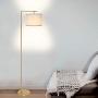 Yueximei LED Gold Floor Lamp,Mid Century Modern Floor Lamp Standing Light, Tall Pole Lamp with Hanging Drum Shade, floor lamps modern for Living Room , Reading Room ,Bedroom,Office (LED Bulb Included)