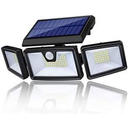 TonyEst Solar Lights Outdoor, Bright 132 LED Solar Motion Sensor Lights Outdoor Waterproof Solar Security Lighting Solar Wall Light, Adjustable 3 Heads with 3 Modes for Yard Garage Patio (Cool White)