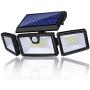 TonyEst Solar Lights Outdoor, Bright 132 LED Solar Motion Sensor Lights Outdoor Waterproof Solar Security Lighting Solar Wall Light, Adjustable 3 Heads with 3 Modes for Yard Garage Patio (Cool White)