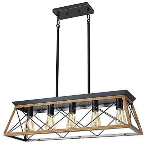 XIPUDA 5-Light Linear Pendant Light Fixture Kitchen Island Lighting Antique Industrial Metal Farmhouse Chandeliers (Walnut) XIPUDA 5-Light Linear Pendant Light Fixture Kitchen Island Lighting Antique Industrial Metal Farmhouse Chandeliers (Walnut)