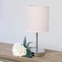 Simple Designs LT2007-BPK-2PK Chrome Mini Basic Fabric Shade 2 Pack Table Lamp Set, Blush Pink, 2 Count