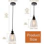 Kitchen Mini-Pendant Light Clear Glass Hanging Adjustable Nylon Core Ceramic Holder Industrial Island Lighting Fixture Indoor for Dining Room Entryway Loft (Bulb Not Included) (3 Packs)