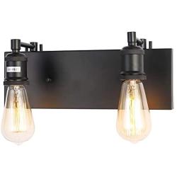 PUUPA 2 Lights Bathroom Vanity Light, Modern Industrial Black Wall Sconce for Bedroom Living Room Hallway Kitchen