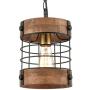 EUL Rustic Kitchen Pendant Hanging Light Wood & Metal Wire Cage Ceiling Lamp Shade Distressed Brown