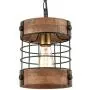 EUL Rustic Kitchen Pendant Hanging Light Wood & Metal Wire Cage Ceiling Lamp Shade Distressed Brown