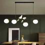 Kankanray 4-Lights Nordic Creative Chandelier Modern Resin Bird Glass Ceiling Lamp Flush Mount Lighting Fixture for Bar Dining Room Living Room Bedroom (Black)