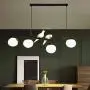 Kankanray 4-Lights Nordic Creative Chandelier Modern Resin Bird Glass Ceiling Lamp Flush Mount Lighting Fixture for Bar Dining Room Living Room Bedroom (Black)